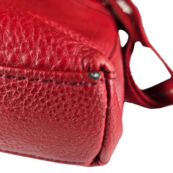 The Sak Pebbled Red Leather Zip Top Shoulder Crossbody Bag - Picture 9 of 10